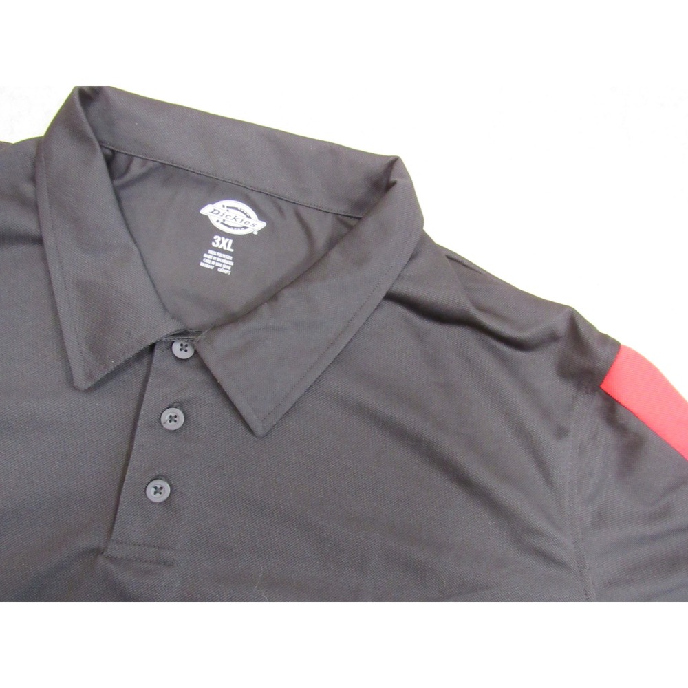 Dickies Mens 3XL Performance Polo Shirt Black Red Short Sleeve LS424BKER NWT